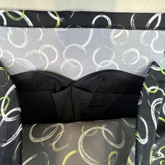 Greg Norman Skort Skirt Women's Large Black Green Circle Print Knit Stretch Golf - Picture 7 of 8